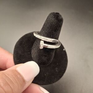 Elegant Silver Ring with Crystal Accents Adjustable